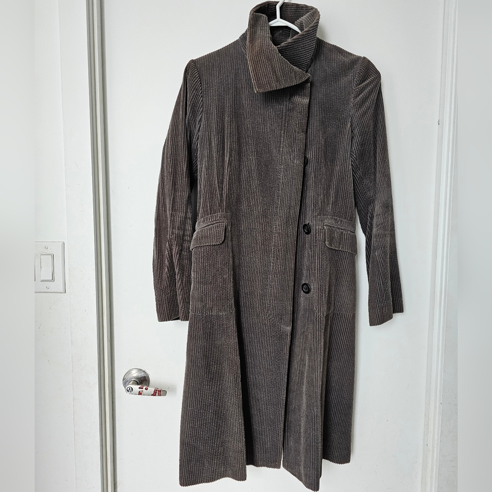 Luxury Designer brand in Japan, Green Corduroy Trench Coat Size Small